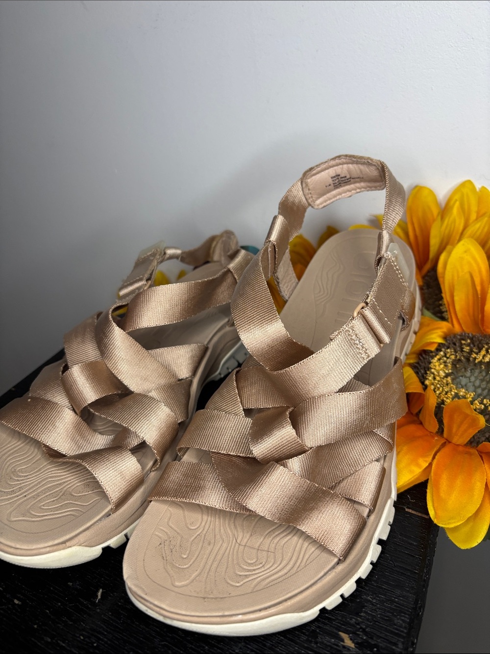 Bionica Beige Satin Strappy Sport Sandals